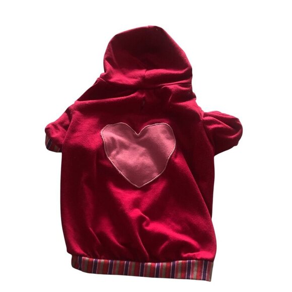 Dog Apparel (2) Piece Bundle Size Medium Donut Pjs and Red Hoodie Pink Heart - Picture 5 of 11